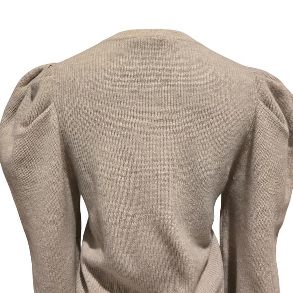 Autumn Cashmere 100% Cashmere Pleated Puff Sleeve Ribbon Laced Ruched Sweater-S - Picture 2 of 6